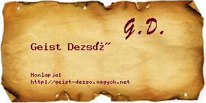 Geist Dezső névjegykártya